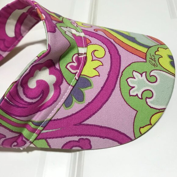 ETRO Milano Women's Visor -Pink Purple Green Orange Print -Tie Detail Sz M NWOT - Picture 6 of 16